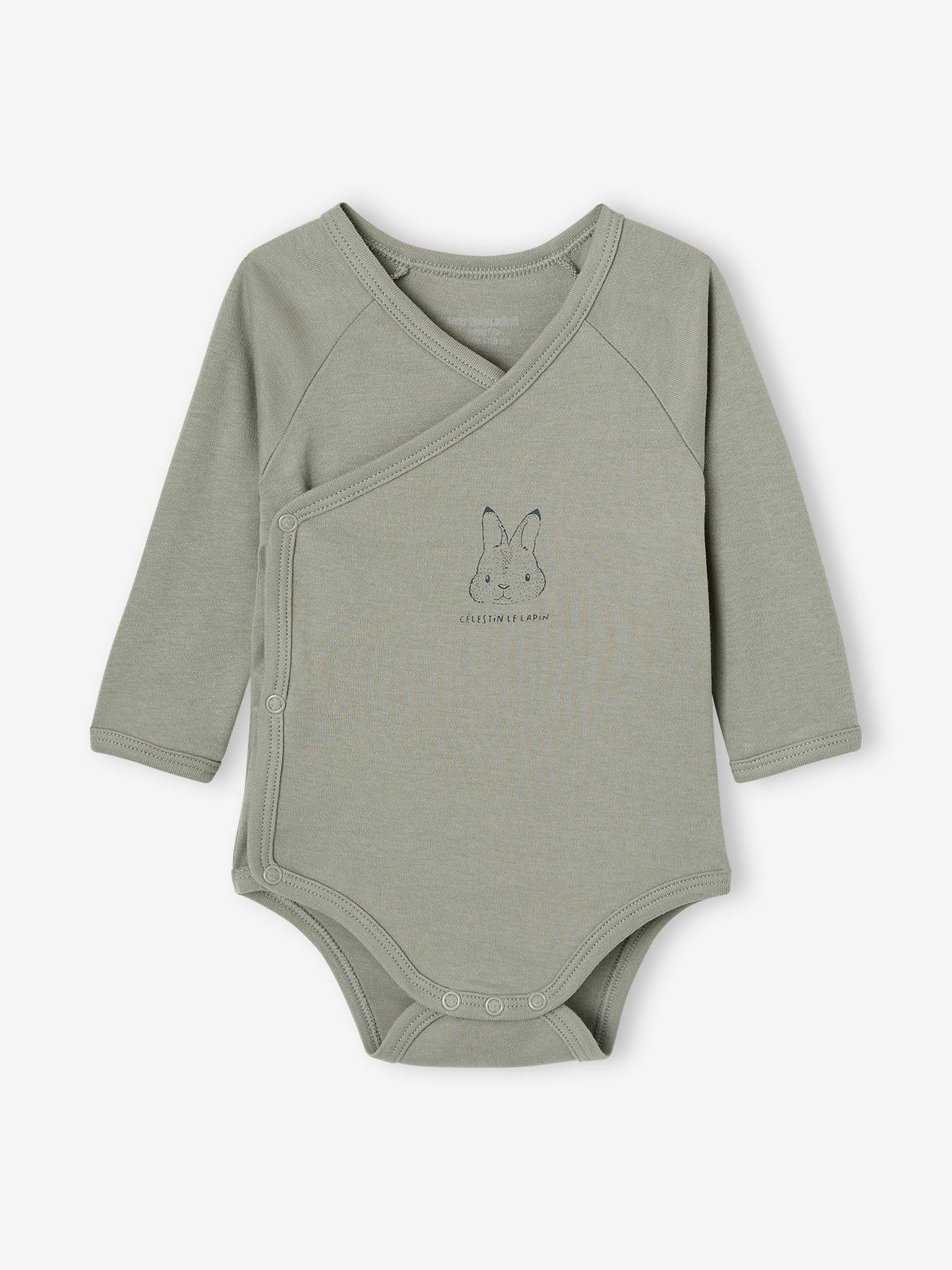 Lot 5 bodies animaux manches longues bébé ouverture naissance vert (Vertbaudet) - Image 1