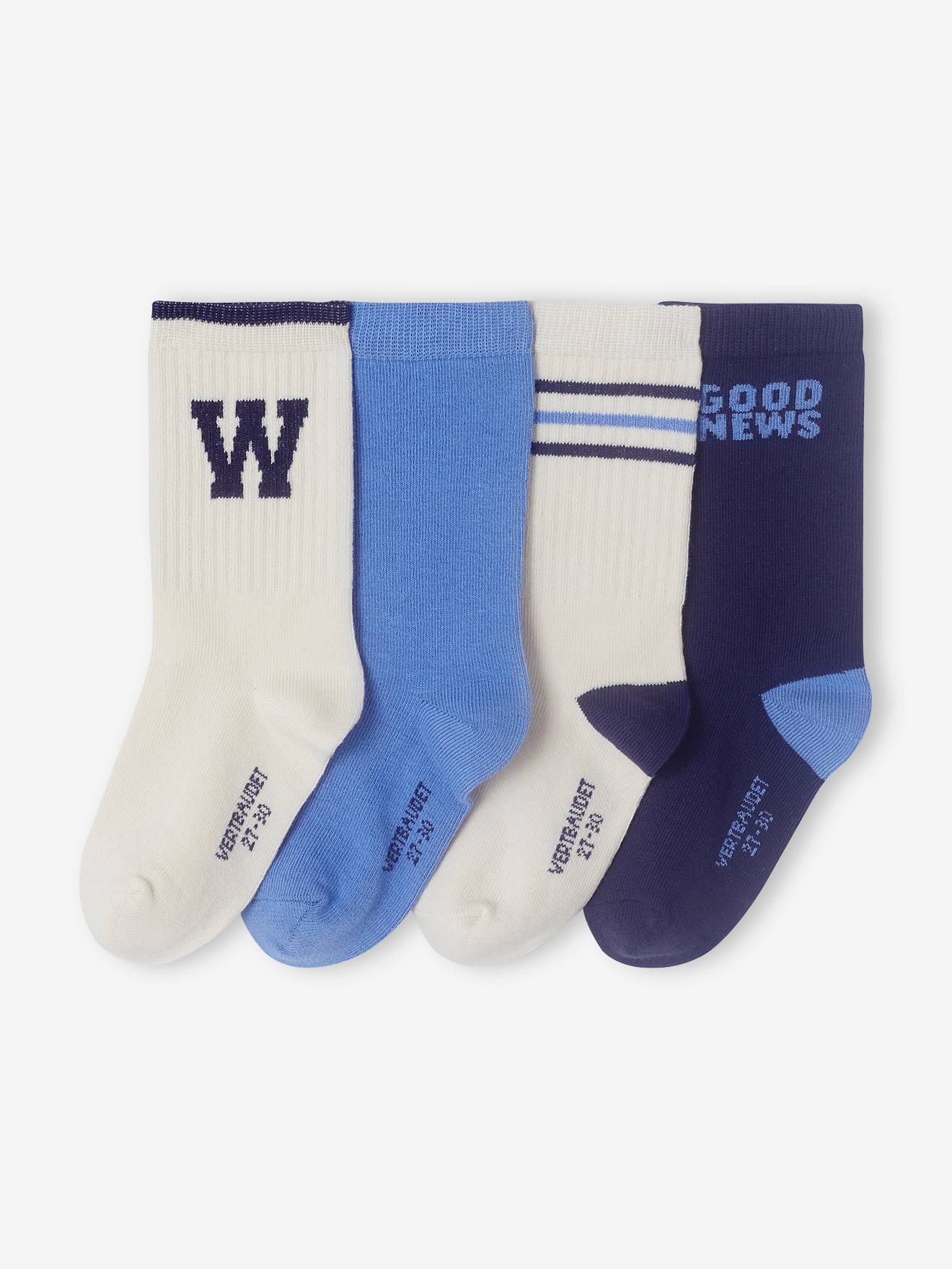 Lot de 4 paires de mi-chaussettes garçon bleu azur