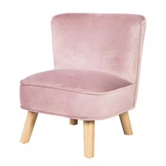 Chambre et rangement-ROBA Fauteuil Enfant en Velours Lil Sofa - Style Scandinave - Pieds en Bois Massif - Rose