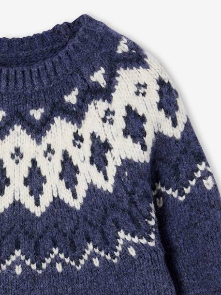 Pull Garçon Vertbaudet Colorblock Bleu Nuit - Maille Fantaisie, 100% Coton, Taille 12 Ans