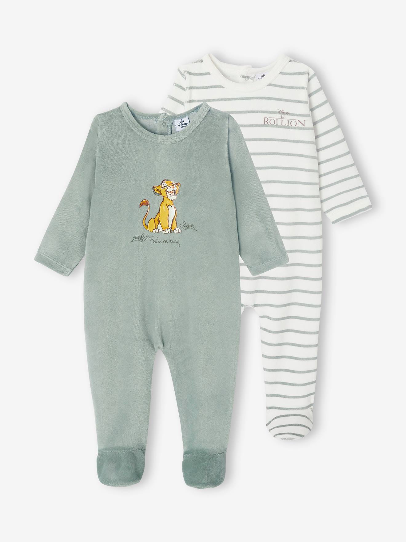 Lot de 2 dors-bien bébé Disney® Le Roi Lion en velours vert sauge