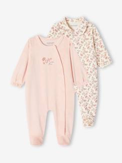 Bébé-Pyjama, surpyjama-Lot 2 dors-bien "petite fleur" en velours bébé fille