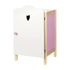 Jouet-Armoire de Poupée Scarlett - ROBA - Rangement pour Vêtements et Accessoires de Poupées - Bois Blanc / Rose