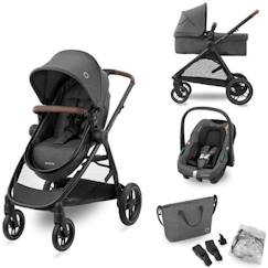 Puériculture-MAXI-COSI Poussette 3 en 1 ZeliaS iSize-Nacelle+Siège auto Cabriofix S iSize+Sac à langer+habillage pluie.De naissance jusqu'à 22Kg