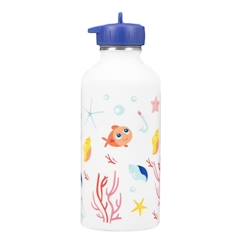 -Gourde enfant Acier inoxydable - Facile à nettoyer - Gourde réutilisable - Contenance 300ml - 17 cm x 6,5 cm - Petit poisson rouge