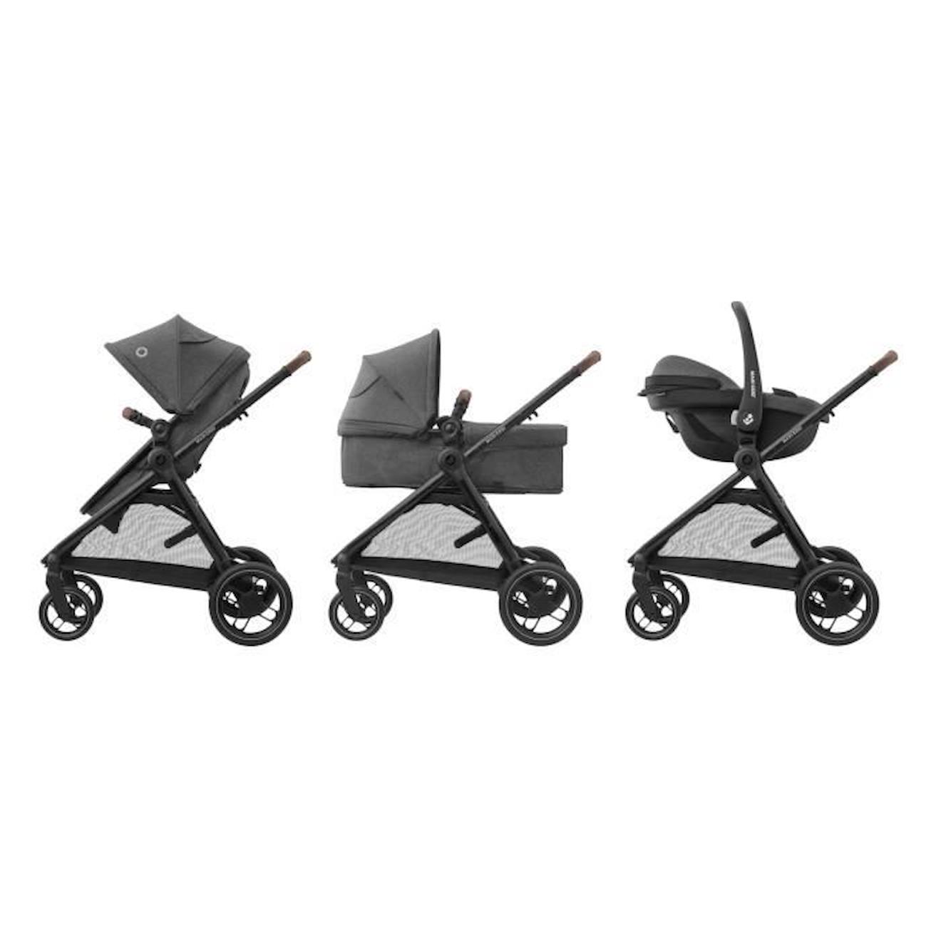 Maxi-cosi Poussette 3 En 1 Zelias Isize-nacelle+siège Auto Cabriofix S Isize+sac À Langer+habillage Pluie.de Naissance Jusqu'à 22kg Gris (Maxi-Cosi) - Image 1