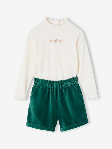 Fille-Ensemble T-shirt + short en velours fille