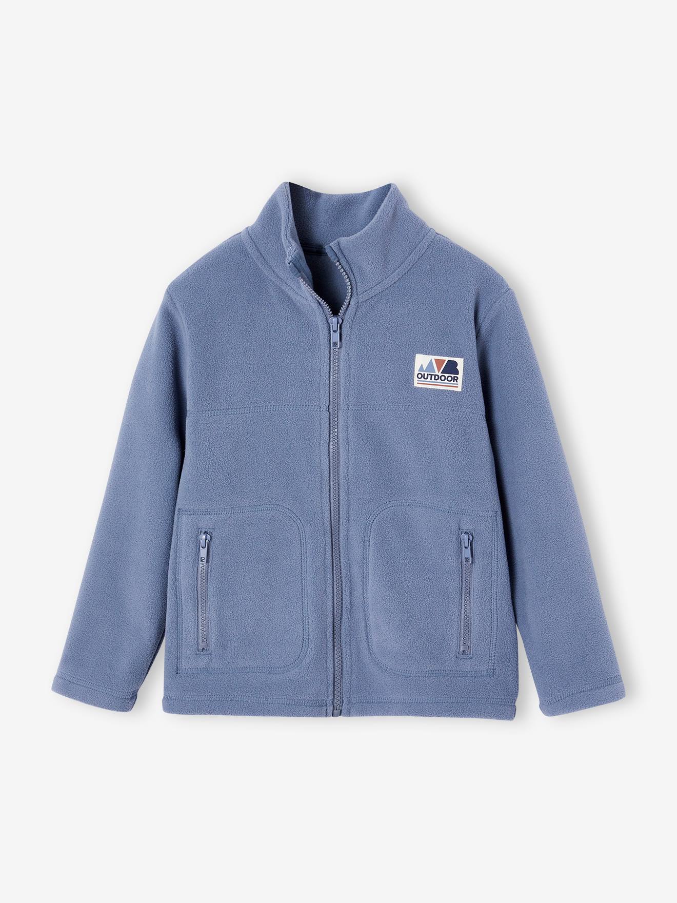 Sweat zippé en maille polaire garçon bleu grisé