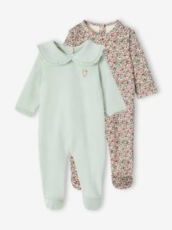 Lot de 2 pyjamas bébé fille en molleton  - vertbaudet enfant