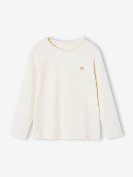 Fille-T-shirt Basics coeur pailleté manches longues fille