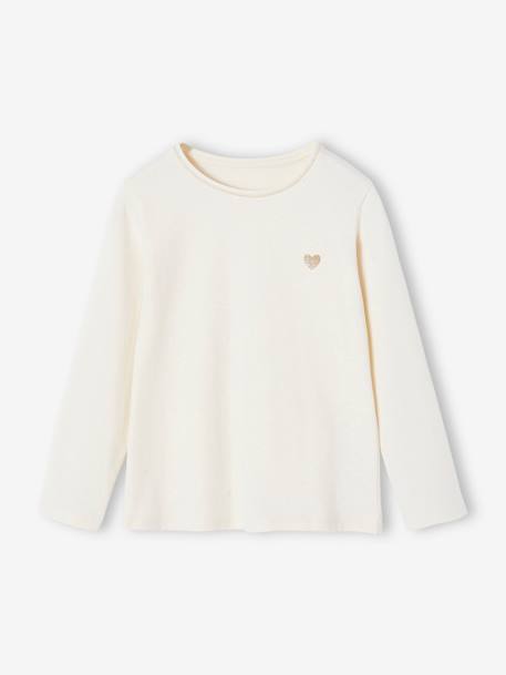 T-shirt fille coeur pailleté manches longues   - vertbaudet enfant