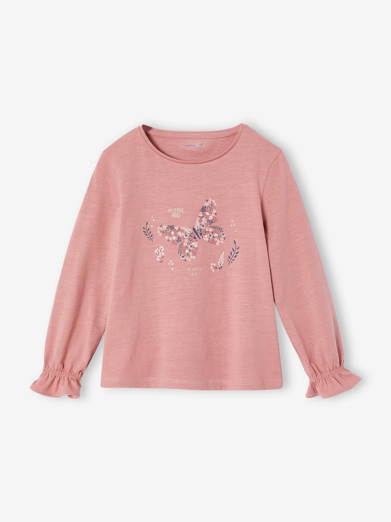 T-shirt romantique motifs brillants fille blush