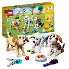 Jouet-Jeux d'imagination-LEGO® Creator 3-en-1 31137 Adorables Chiens, Figurines de Teckel, Carlin, Caniche, Enfants Dès 7 Ans