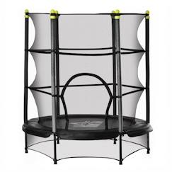 Jouet-Trampoline enfant Ø 1,40 × 1,60H m filet de sécurité porte zipée couvre-ressorts 6 poteaux rembourrés inclus noir