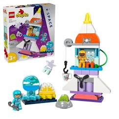 Jouet-LEGO® 10422 DUPLO L'Aventure en Navette Spatiale 3-en-1, Jouet de Construction de Fusée, Jeu Éducatif