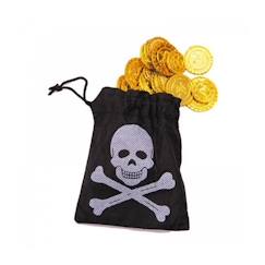 -Bourse pirate - PARTY PRO - 50 pièces d'or - Noir, blanc et jaune - Enfant - Accessoire - Pirate