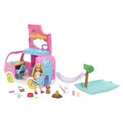 Jouet-Poupons et poupées-Poupons et accessoires-Barbie®-Camping-Car 2 en 1 de Chelsea-Coffret HNH90