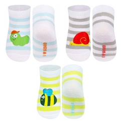 -Lot de 3 paires de chaussettes bébé rayées SOXO - Multicolore - Sans coutures - Antidérapantes