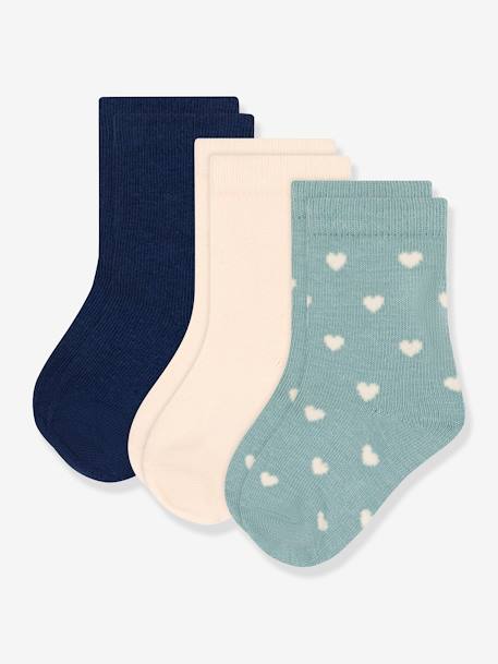 Bébé-Chaussettes, Collants-Lot de 3 paires de chaussette coeur PETIT BATEAU