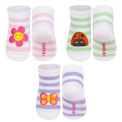 -Lot de 3 paires de chaussettes rayées pastel - SOXO - Chaussettes pour bébé - Semelle antidérapante