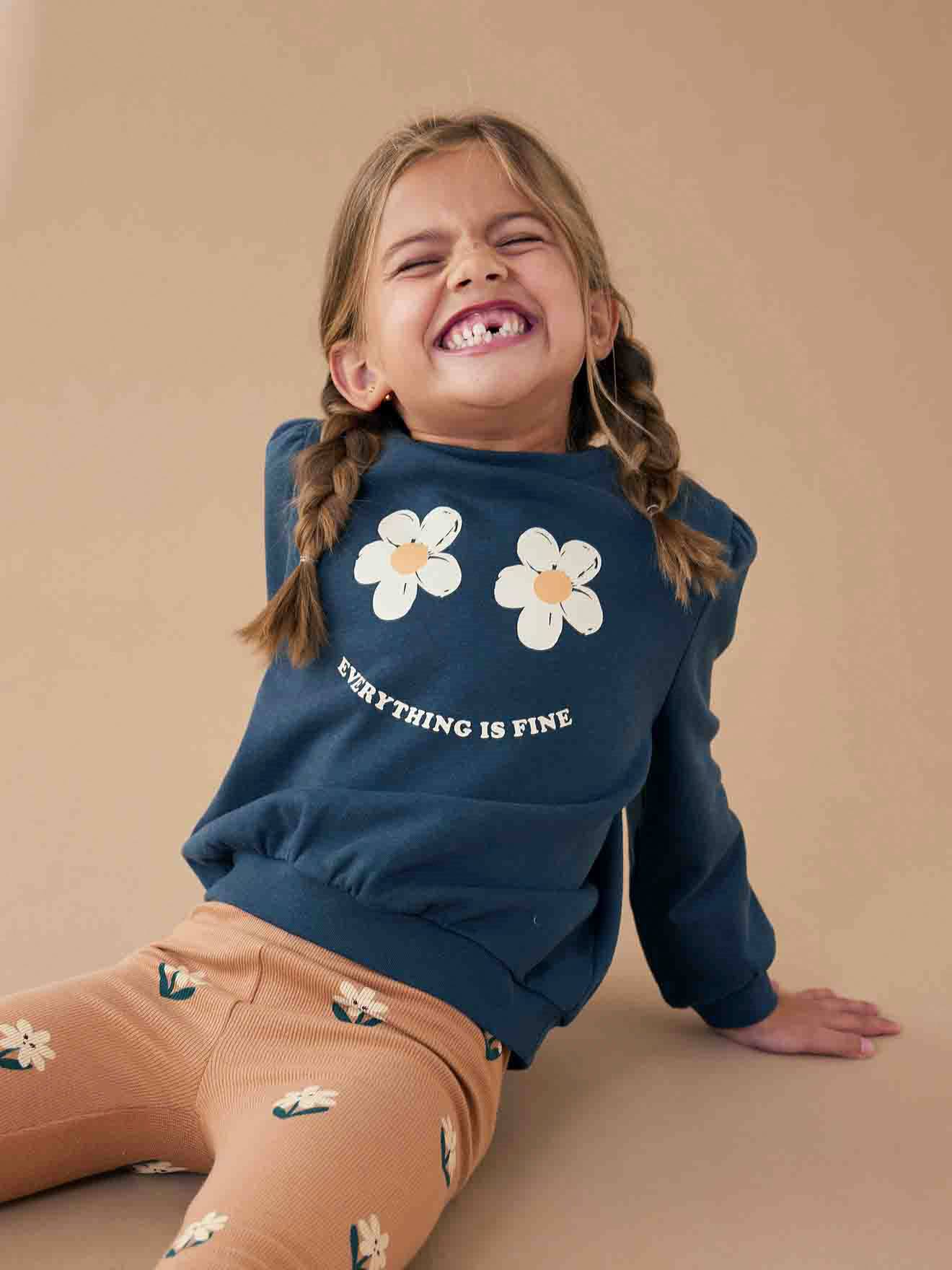 Ensemble sweat + legging imprimé fille marine