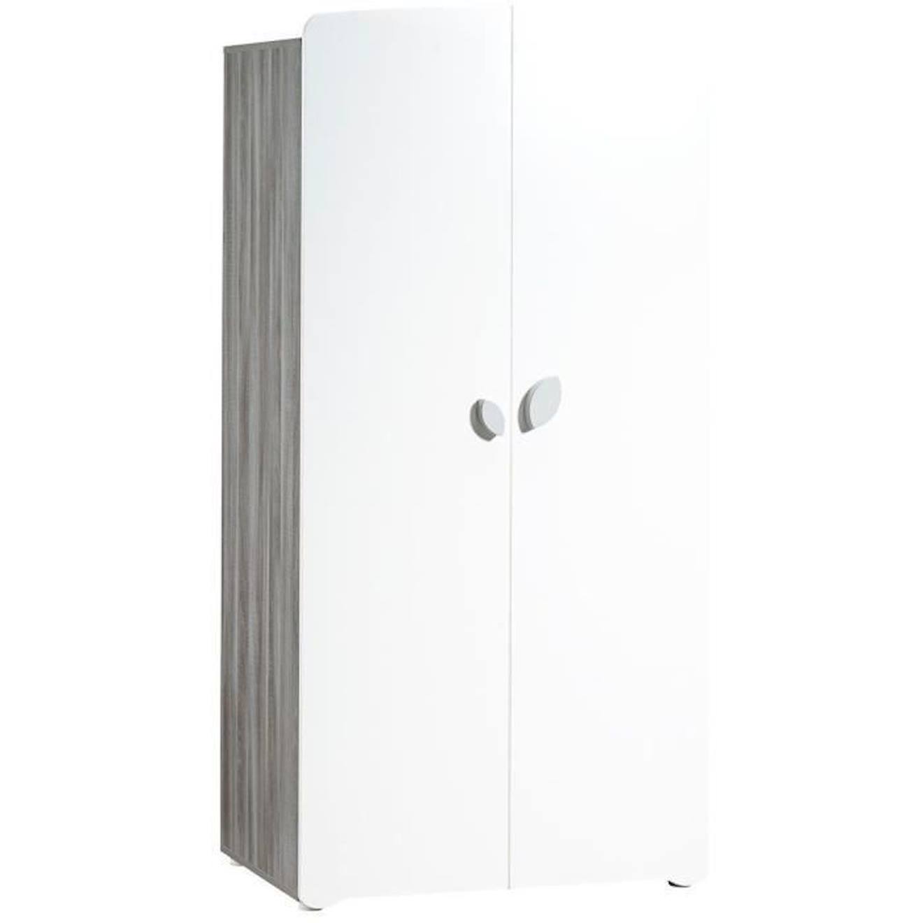 Baby Price - Armoire Bébé Leaf - Mdf - Blanc - 2 Portes - 86 X 175 X 56 Cm - Baby Price Gris