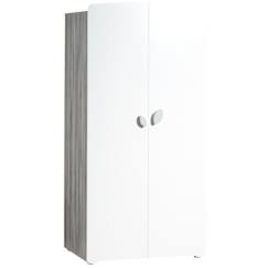 Chambre et rangement-Armoire bébé Leaf - MDF - Blanc - 2 portes - 86 x 175 x 56 cm - BABY PRICE