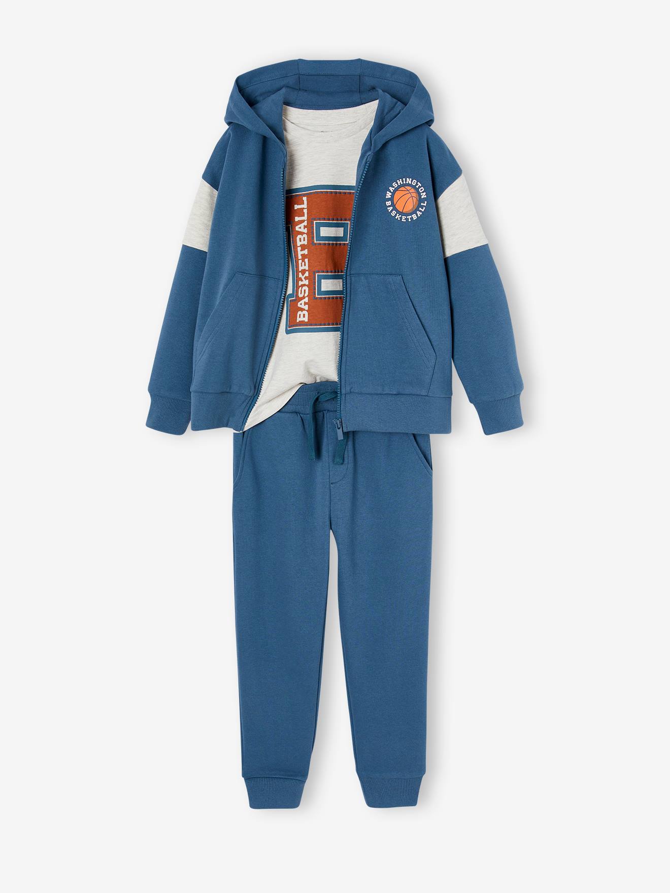Ensemble sport 3 pièces garçon bleu canard
