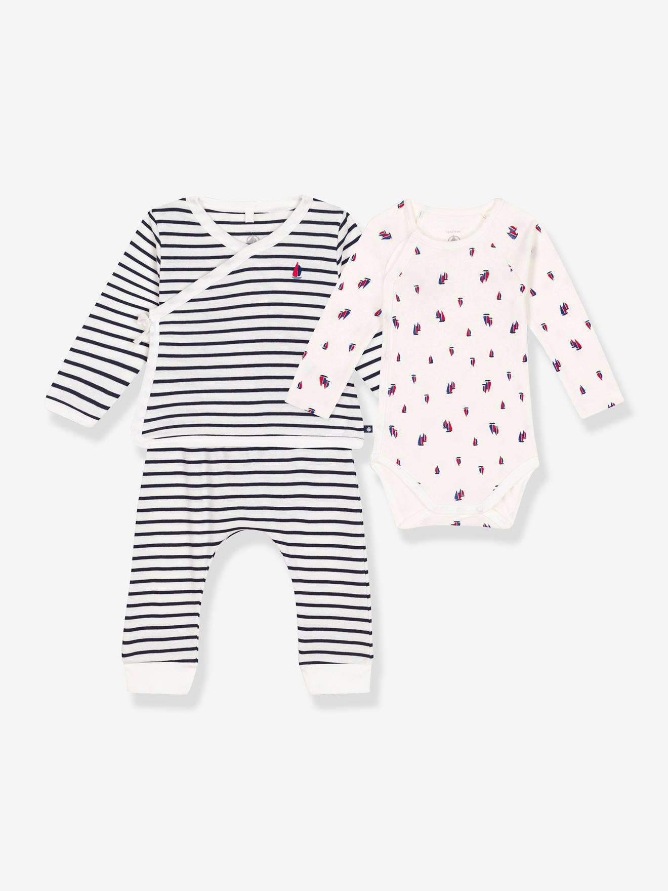 Ensemble 3 pièces bébé rayé bleu
