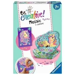 Jouet-Coffret Mosaïque Licorne Ravensburger - Décoration facile pour enfants dès 7 ans - Bleu - Multicolore