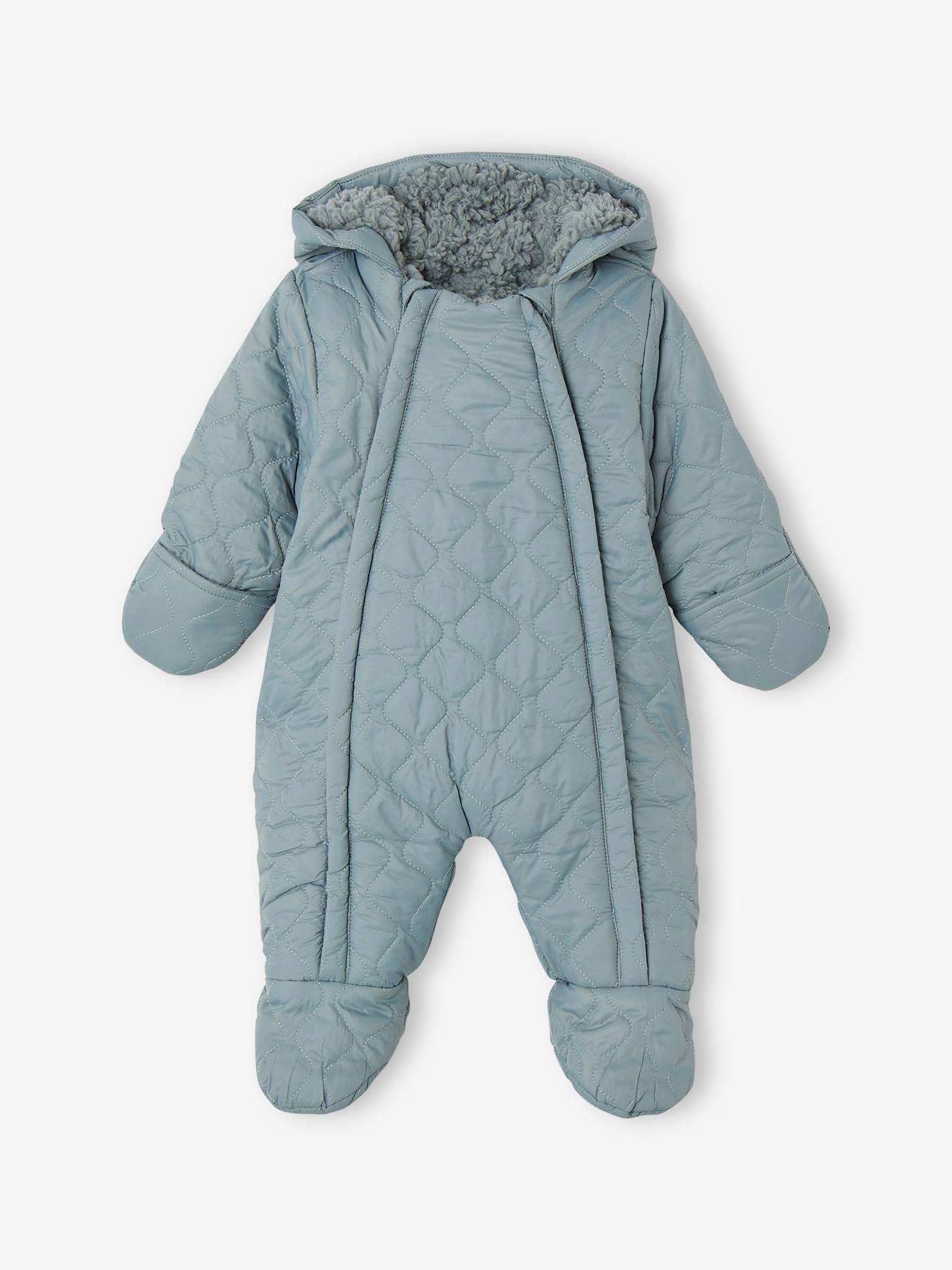 Combi-pilote mixte matelassée bébé doublée sherpa bleu canard