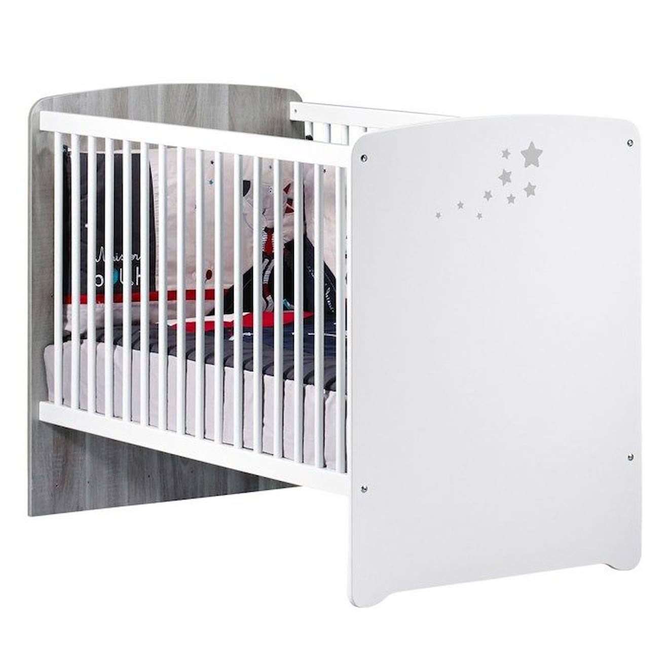 Baby Price - Lit 120x60 À Barreaux En Bois Blanc