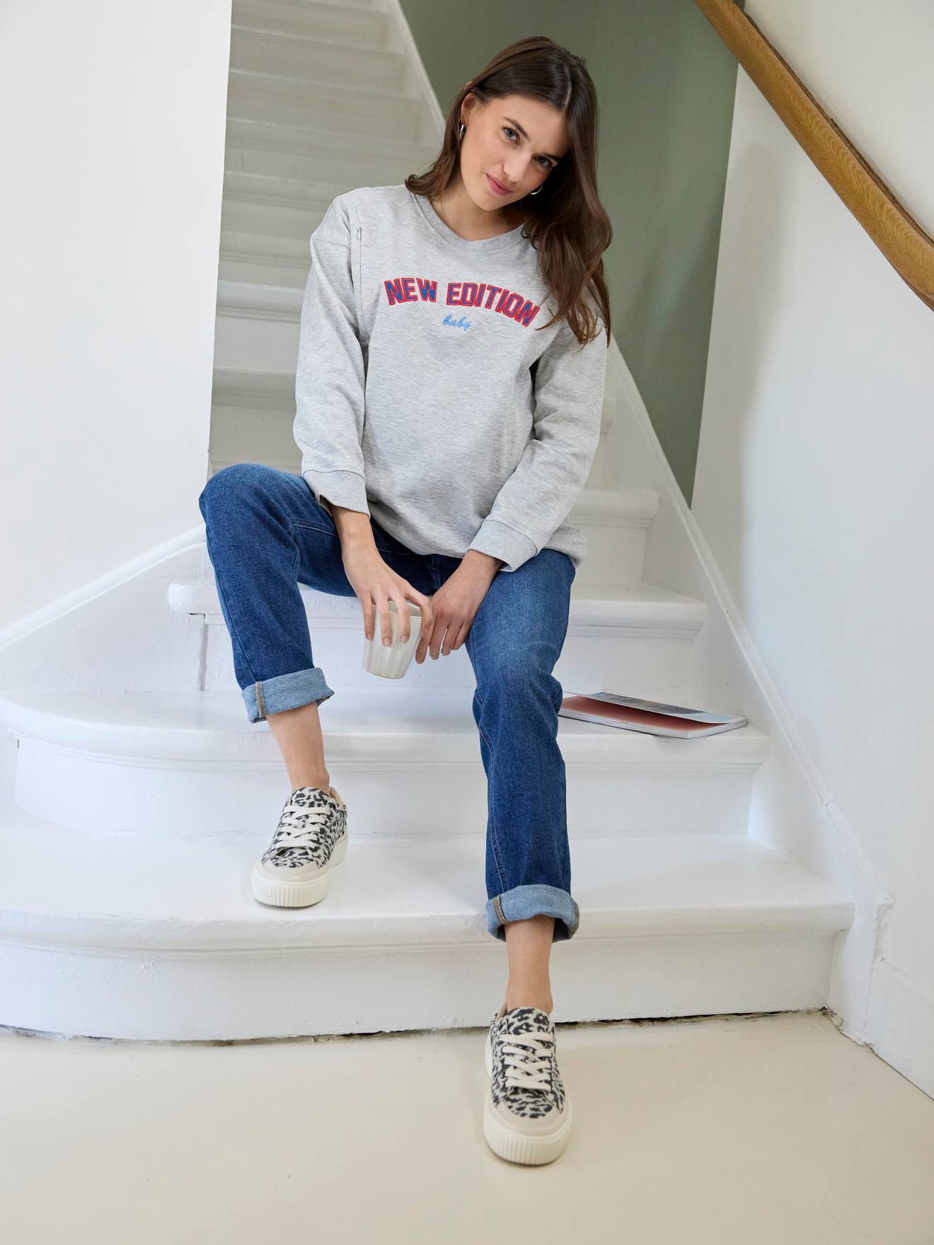 Sweat New Edition Baby grossesse et allaitement gris chiné