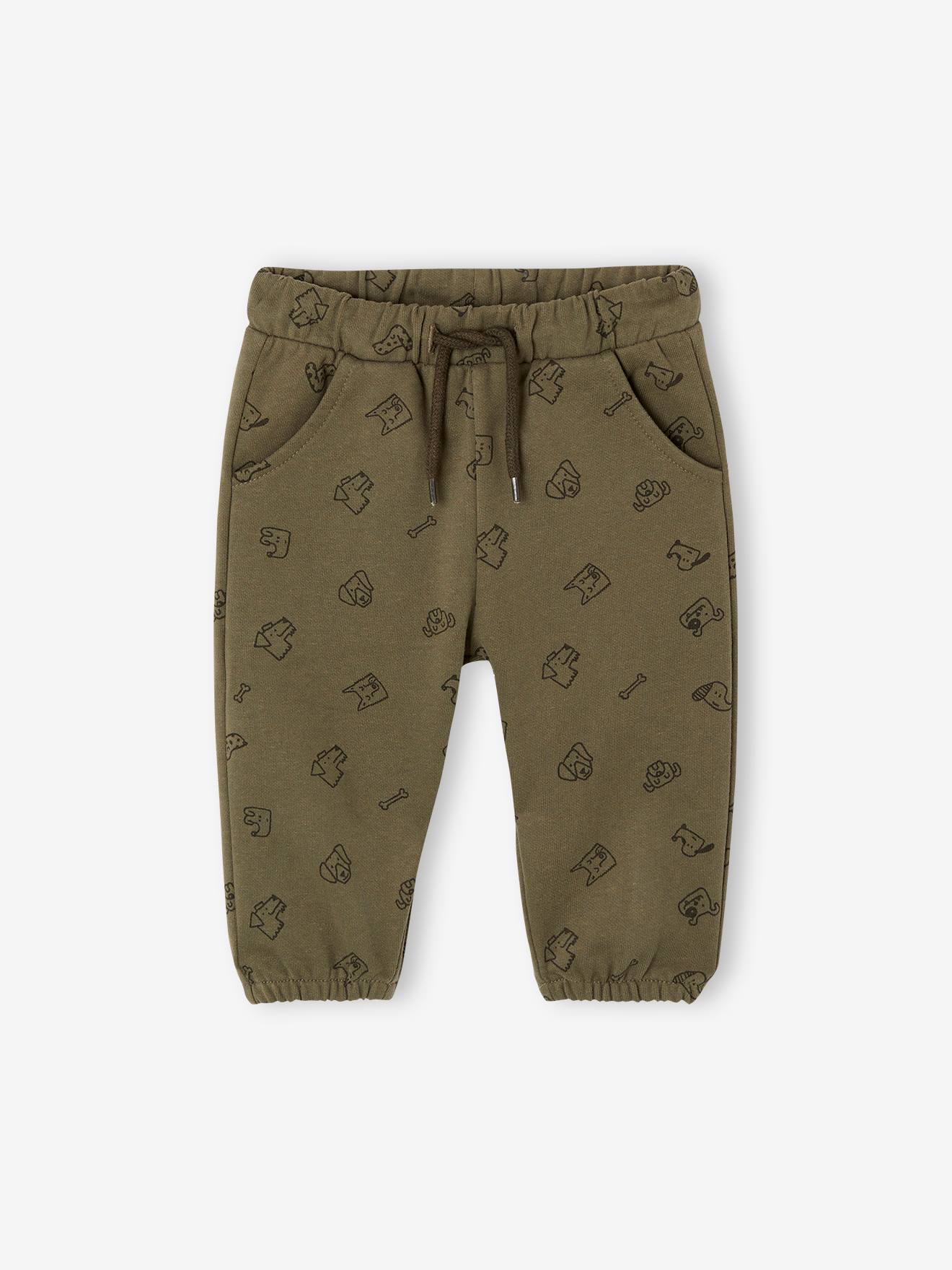 Pantalon imprimé en molleton bébé olive
