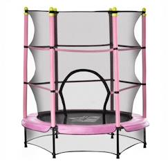 Jouet-Trampoline enfant Ø 1,40 × 1,60H m filet de sécurité porte zipée couvre-ressorts 6 poteaux rembourrés inclus rose