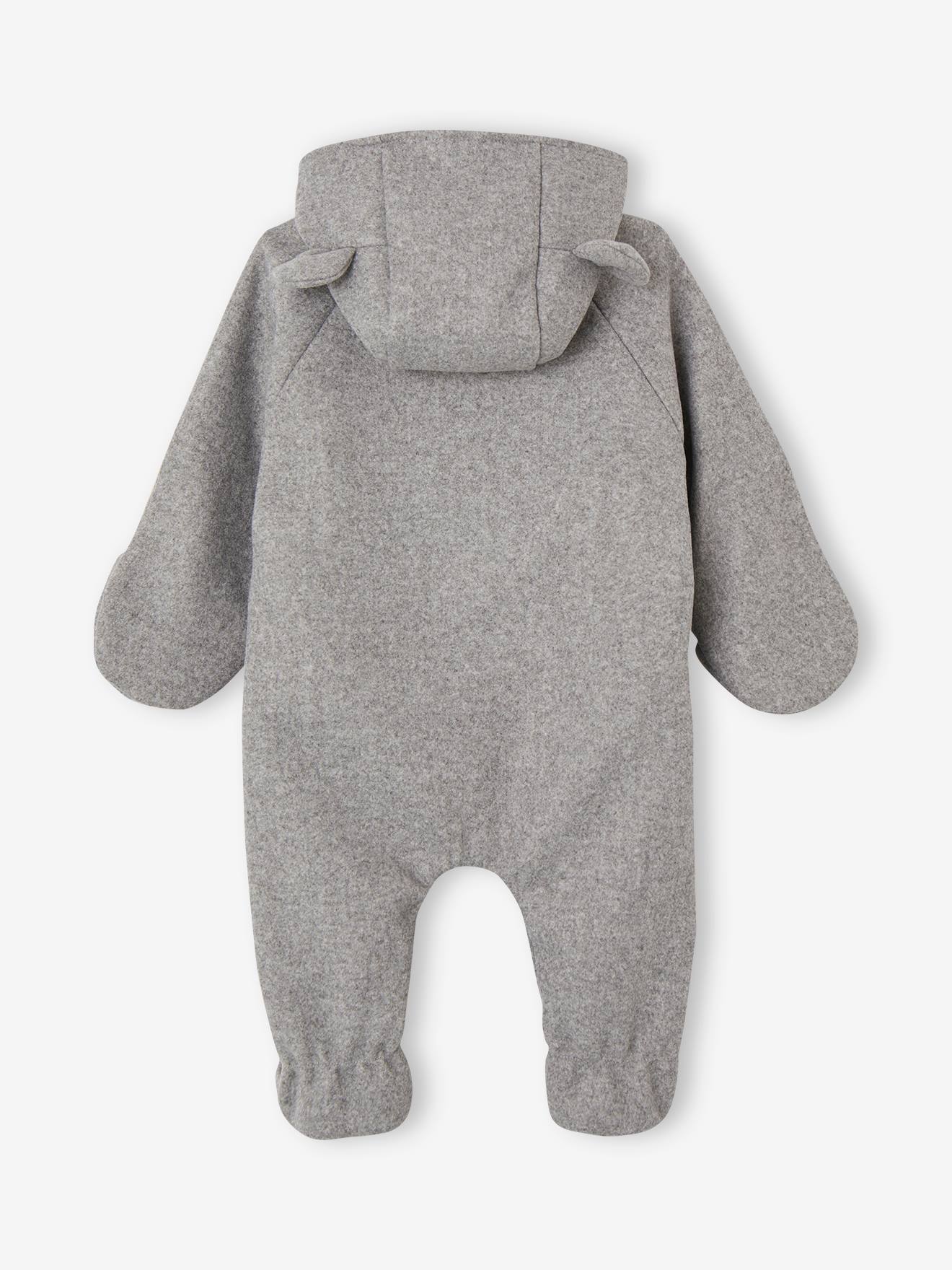Combipilote bébé en drap de laine ouverture décalée gris chiné (Vertbaudet) - Image 1