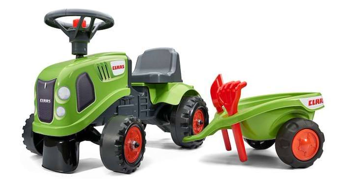 Falk - Porteur Tracteur Claas Avec Remorque Et Accessoires - Dès 12 Mois - Falk - 100% Fabriqué En France - 40% Plastique Recyclé Vert