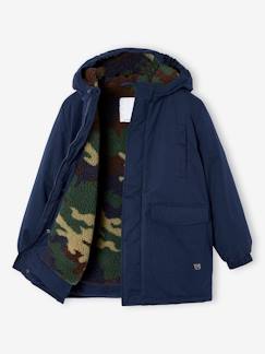 -Parka à capuche doublée sherpa camouflage garçon