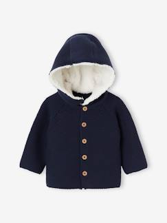 -Cardigan bébé + capuche amovible doublée sherpa