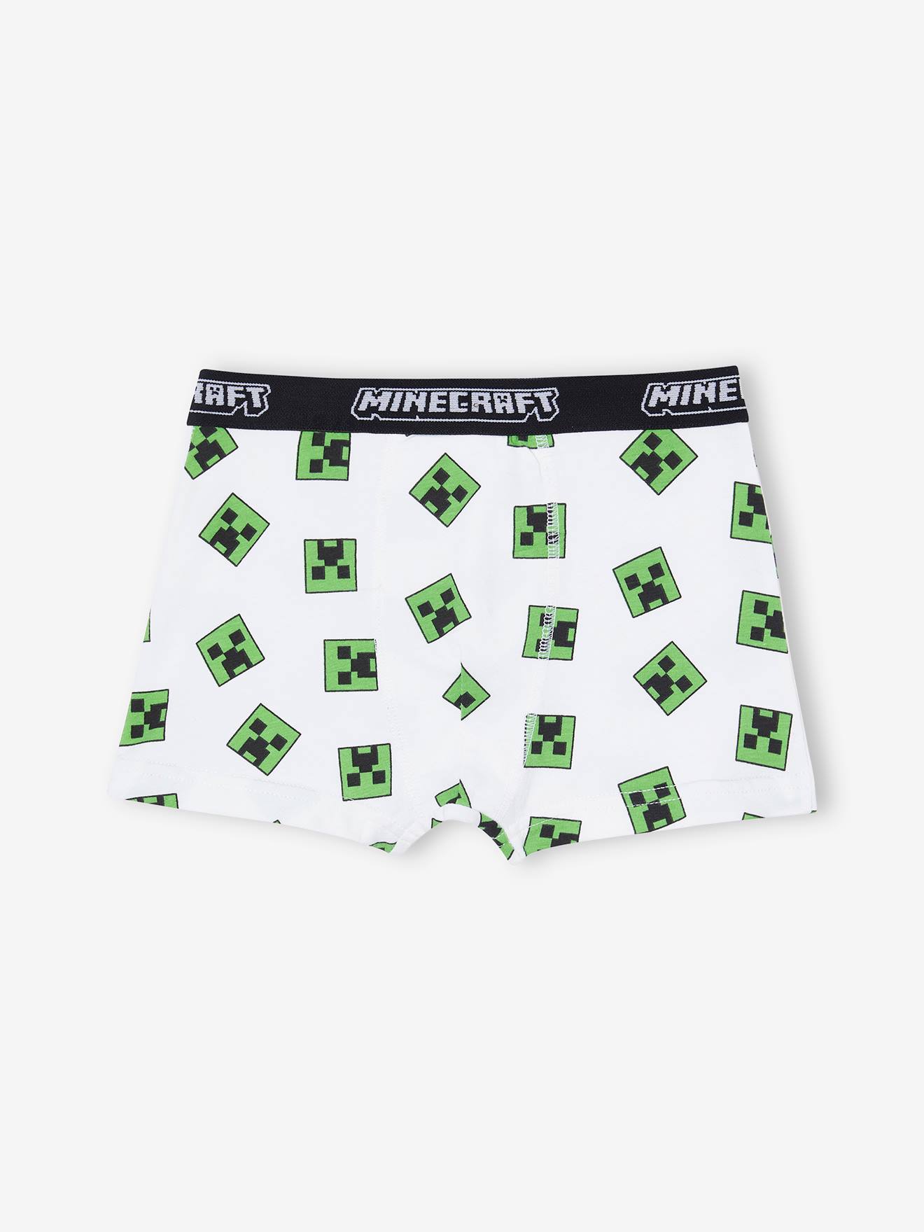 Boxer Minecraft 3 Pack Garçons - Coton, Motifs Creeper, Enderman Et Squelette, Tailles 4-14 Ans