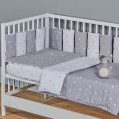 -Tour de lit modulable et réversible, STELLA Gris / Blanc Pour lit bébé de 60x120 ou 70x140 cm