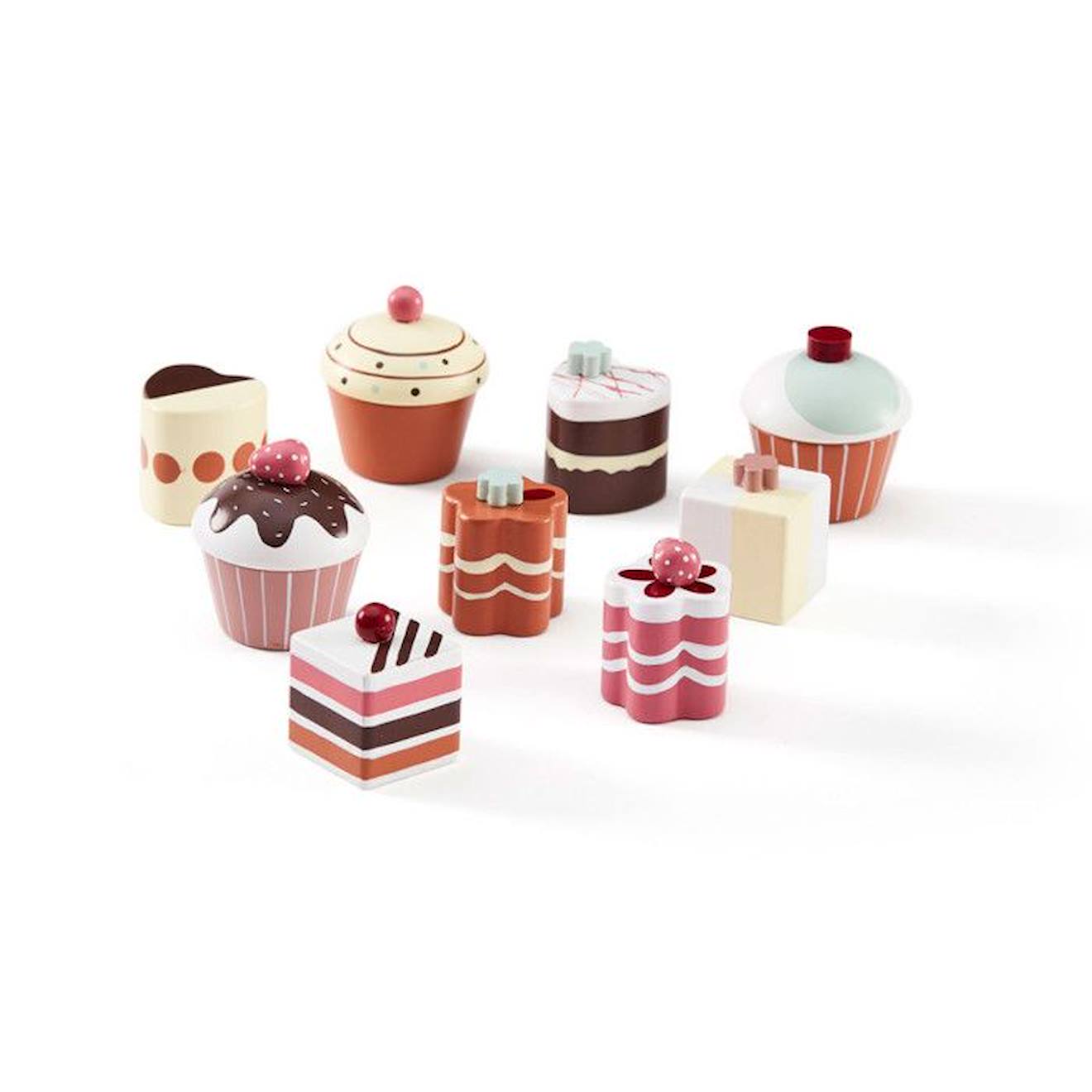 Kids Concept - Pâtisseries En Bois 9pcs Kid's Hub - Kids Concept Marron