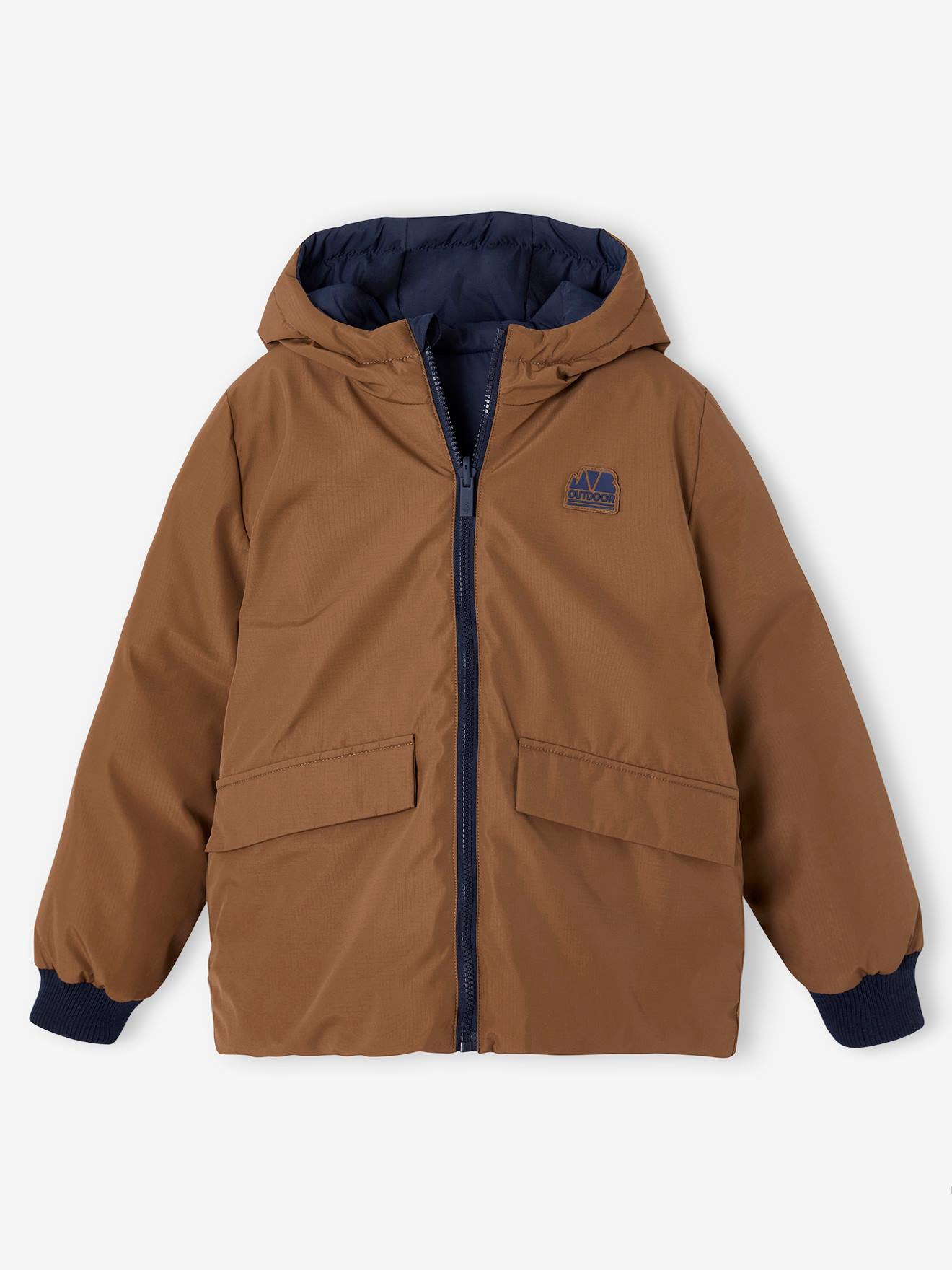 Parka à capuche réversible garçon bronze
