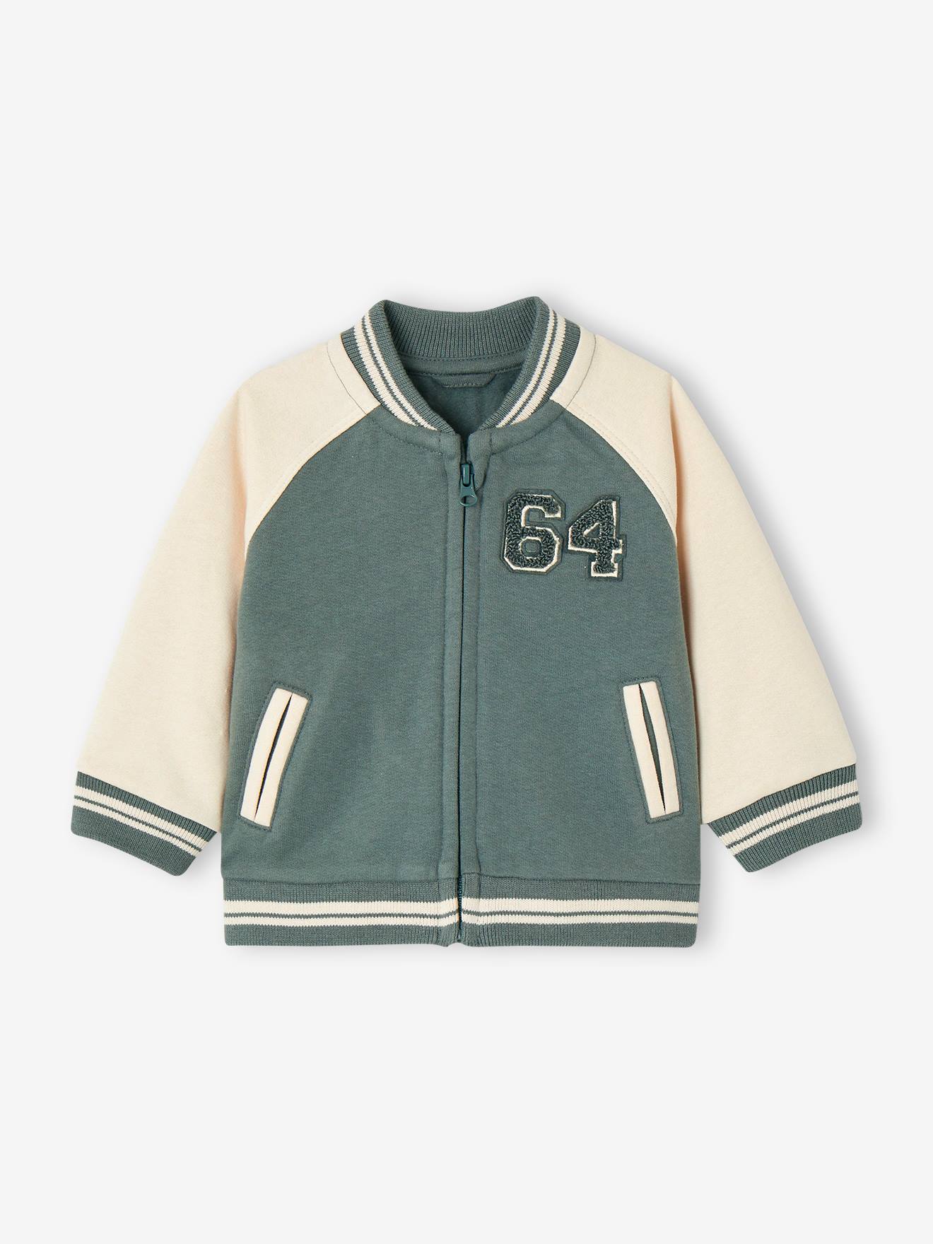 Cardigan style teddy bébé zippé en molleton vert