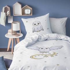 -Parure de lit Harry Potter Owl - 100% coton - Housse de couette 140x200cm - Taie d'oreiller 63x63cm