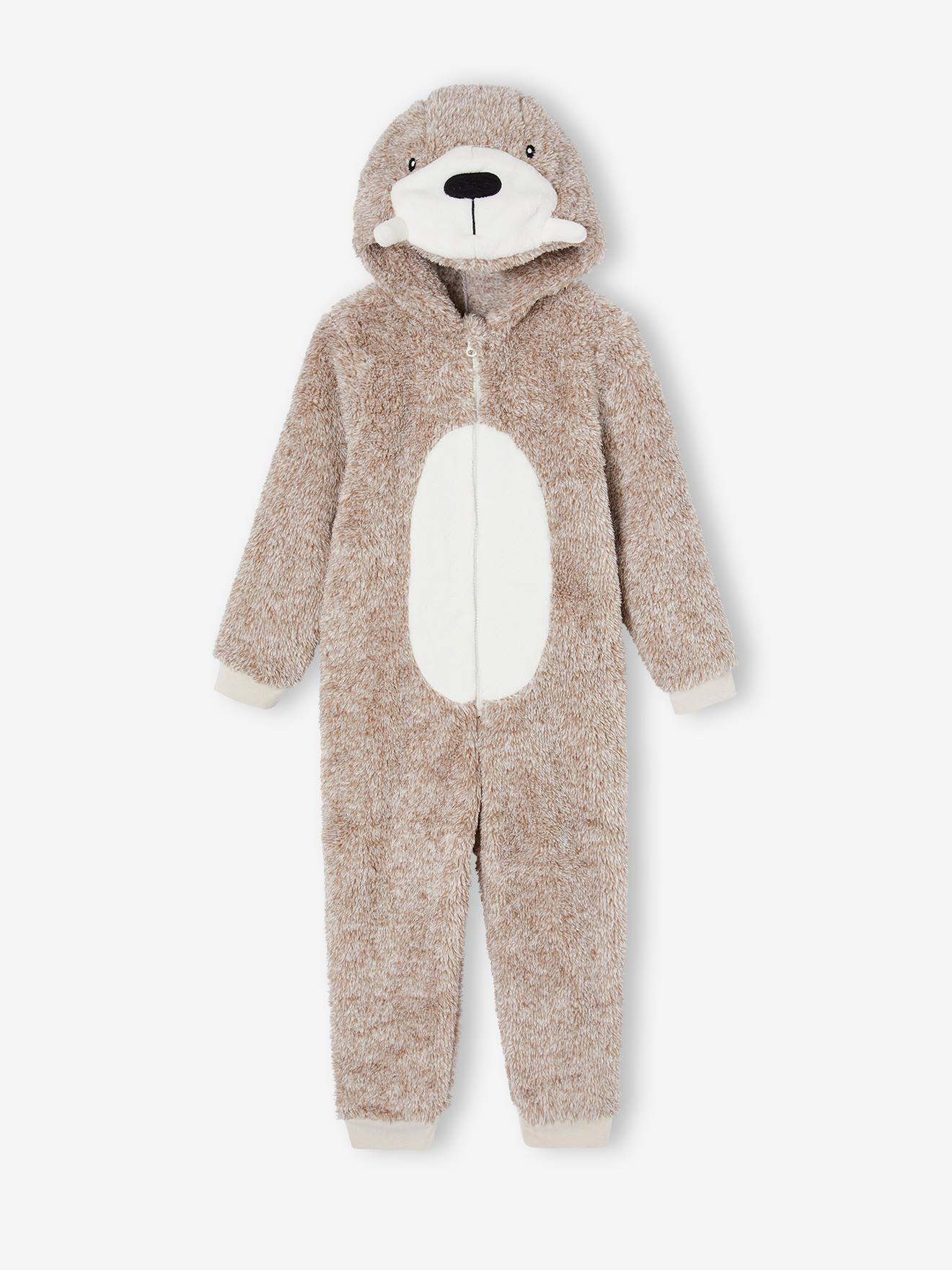 Combi- pyjama à capuche morse garçon beige chiné