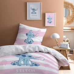 -Parure de lit imprimée 100% coton, DISNEY HOME STITCH STRIPE 140x200 cm