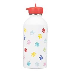 -Gourde enfant Acier inoxydable - Facile à nettoyer - Gourde réutilisable - Contenance 300ml - 17 cm x 6,5 cm - Pattes de chat