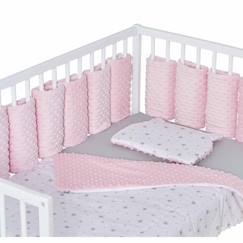 Linge de maison et décoration-Tour de lit modulable en minky extra doux - SEVIRA KIDS - Rose - Pour lit bébé de 60x120 ou 70x140 cm