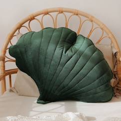 Linge de maison et décoration-Coussin feuille de Ginkgo en velours Moi Mili "Vert" - vert - 66 x 54 cm